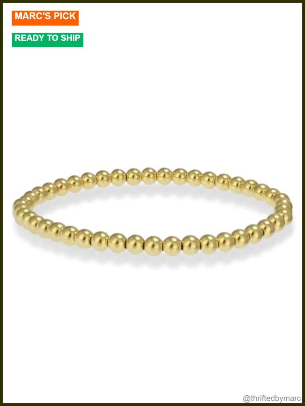 14k Gold Filled Beaded Stretch Bracelet 4mm Stackable Waterproof Non Tarnish